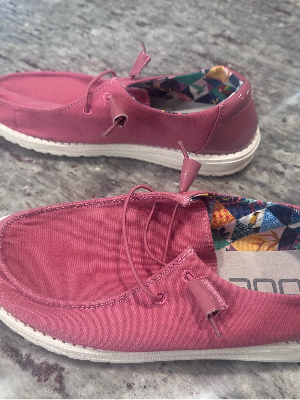 Hey Dude Rose Pink Canvas Slip-Ons with Floral Liner - Picture 3 of 6